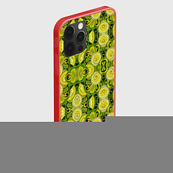 Чехол для iPhone 12 Pro Зеленые узоры: волны абстракции, цвет: 3D-красный — фото 2