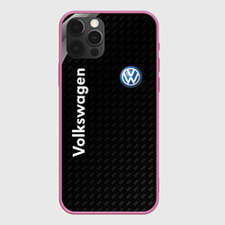 Чехол для iPhone 12 Pro Volkswagen карбон, цвет: 3D-малиновый