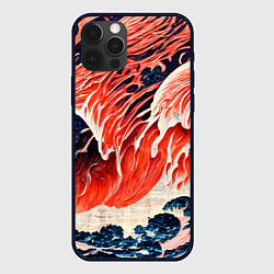 Чехол для iPhone 12 Pro Великая красная волна, цвет: 3D-черный