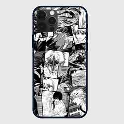 Чехол для iPhone 12 Pro Человек-бензопила паттерн, цвет: 3D-черный