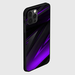 Чехол для iPhone 12 Pro Черно-фиолетовая геометрическая абстракция, цвет: 3D-черный — фото 2