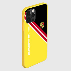 Чехол для iPhone 12 Pro Porsche - полосы, цвет: 3D-желтый — фото 2