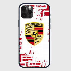Чехол для iPhone 12 Pro Porsche - паттерн, цвет: 3D-черный