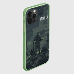 Чехол для iPhone 12 Pro STALKER Военный Возле ЧАЭС, цвет: 3D-салатовый — фото 2