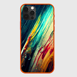 Чехол для iPhone 12 Pro Темные и яркие потеки краски, цвет: 3D-красный