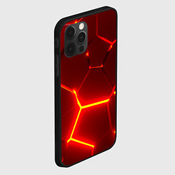 Чехол для iPhone 12 Pro Красные неоновые геометрические плиты, цвет: 3D-черный — фото 2