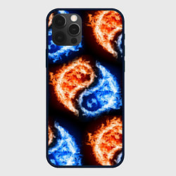 Чехол для iPhone 12 Pro Инь - янь, огонь - вода, паттерн, цвет: 3D-черный