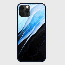 Чехол для iPhone 12 Pro Тёмно-синий мрамор, цвет: 3D-черный