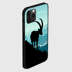 Чехол для iPhone 12 Pro Горный козел и горы, цвет: 3D-черный — фото 2
