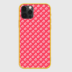 Чехол для iPhone 12 Pro Белые сердечки - абстракция, цвет: 3D-желтый