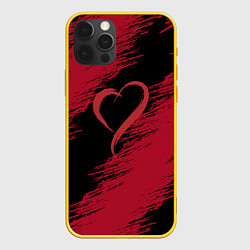 Чехол для iPhone 12 Pro Нарисованное кистью сердце, цвет: 3D-желтый
