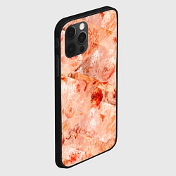 Чехол для iPhone 12 Pro Гранжевый цветочный узор, коралловый фон, цвет: 3D-черный — фото 2