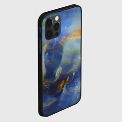 Чехол для iPhone 12 Pro Абстрактные мазки красок и силуэт - Синий, цвет: 3D-черный — фото 2