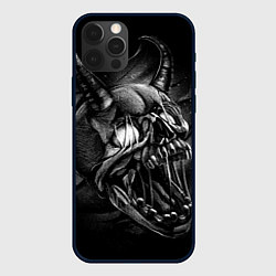 Чехол для iPhone 12 Pro Череп Демона - рисунок карандашом, цвет: 3D-черный