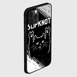Чехол для iPhone 12 Pro Группа Slipknot и рок кот, цвет: 3D-черный — фото 2