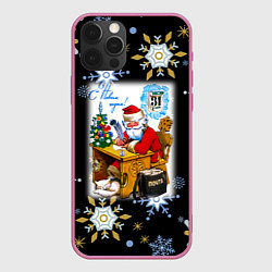 Чехол для iPhone 12 Pro Новый год дед мороз отвечает на письма, цвет: 3D-малиновый