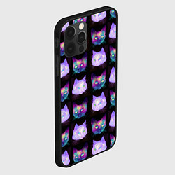 Чехол для iPhone 12 Pro Неоновые кошачьи морды, цвет: 3D-черный — фото 2