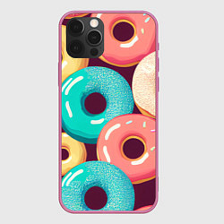 Чехол для iPhone 12 Pro Пончики и только пончики, цвет: 3D-малиновый