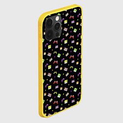 Чехол для iPhone 12 Pro 90s pattern on black, цвет: 3D-желтый — фото 2