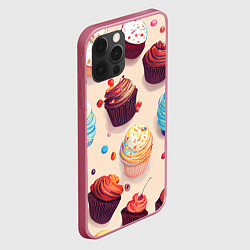 Чехол для iPhone 12 Pro Капкейки на разный вкус, цвет: 3D-малиновый — фото 2