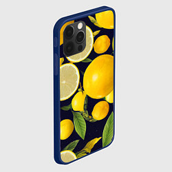 Чехол для iPhone 12 Pro Лимонные дольки, цвет: 3D-тёмно-синий — фото 2