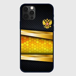 Чехол для iPhone 12 Pro Black & gold - герб России, цвет: 3D-черный