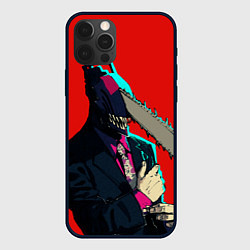 Чехол для iPhone 12 Pro Человек бензопила в деловом костюме, цвет: 3D-черный