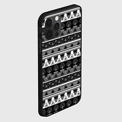 Чехол для iPhone 12 Pro Черно-белый скандинавский орнамент, цвет: 3D-черный — фото 2