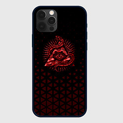 Чехол для iPhone 12 Pro Иллюминаты - красные треугольники, цвет: 3D-черный