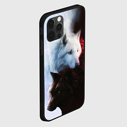 Чехол для iPhone 12 Pro Черный и белый волк инь и ян, цвет: 3D-черный — фото 2