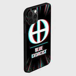 Чехол для iPhone 12 Pro Символ Blue Exorcist в стиле glitch на темном фоне, цвет: 3D-черный — фото 2