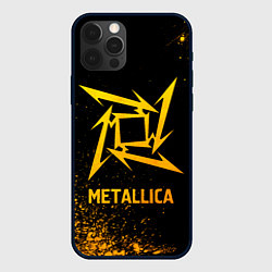 Чехол для iPhone 12 Pro Metallica - gold gradient, цвет: 3D-черный