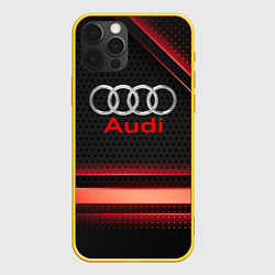 Чехол для iPhone 12 Pro Audi абстракция карбон, цвет: 3D-желтый