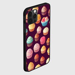 Чехол для iPhone 12 Pro Много нарисованных капкейков, цвет: 3D-черный — фото 2