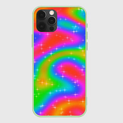 Чехол для iPhone 12 Pro Световые блики на радужном фоне, цвет: 3D-салатовый