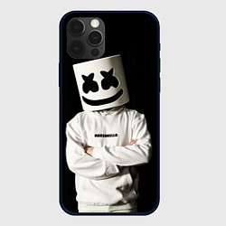 Чехол для iPhone 12 Pro Marshmello на чёрном фоне, цвет: 3D-черный