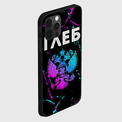 Чехол для iPhone 12 Pro Глеб и неоновый герб России, цвет: 3D-черный — фото 2