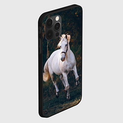 Чехол для iPhone 12 Pro Скачущая белая лошадь, цвет: 3D-черный — фото 2