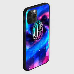 Чехол для iPhone 12 Pro AC Milan неоновый космос, цвет: 3D-черный — фото 2