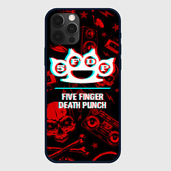 Чехол для iPhone 12 Pro Five Finger Death Punch rock glitch, цвет: 3D-черный