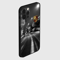 Чехол для iPhone 12 Pro Порше - зимняя дорога, цвет: 3D-черный — фото 2