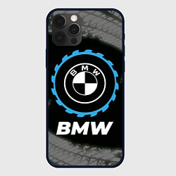 Чехол для iPhone 12 Pro BMW в стиле Top Gear со следами шин на фоне, цвет: 3D-черный