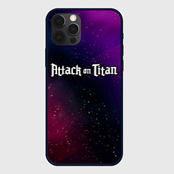 Чехол для iPhone 12 Pro Attack on Titan gradient space, цвет: 3D-черный