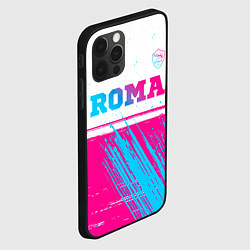 Чехол для iPhone 12 Pro Roma neon gradient style: символ сверху, цвет: 3D-черный — фото 2