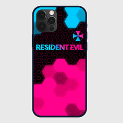 Чехол для iPhone 12 Pro Resident Evil - neon gradient: символ сверху, цвет: 3D-черный