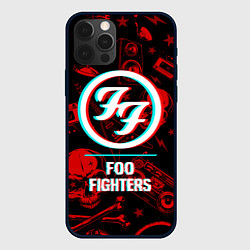 Чехол для iPhone 12 Pro Foo Fighters rock glitch, цвет: 3D-черный