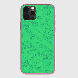 Чехол для iPhone 12 Pro Мраморный зеленый яркий узор, цвет: 3D-малиновый
