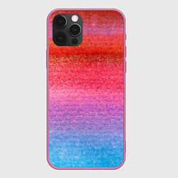 Чехол для iPhone 12 Pro Красно-синий градиент акварель, цвет: 3D-малиновый