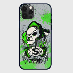 Чехол для iPhone 12 Pro Slipknot скелет green, цвет: 3D-черный
