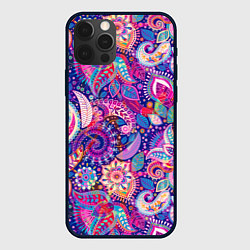 Чехол для iPhone 12 Pro Multi-colored colorful patterns, цвет: 3D-черный